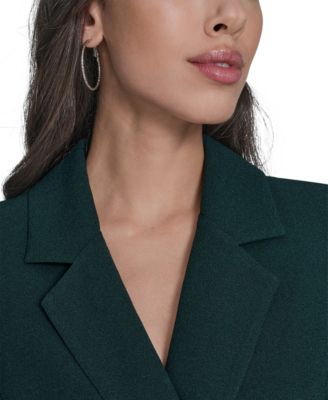 Petite Flounce-Hem Long-Sleeve Blazer Dress