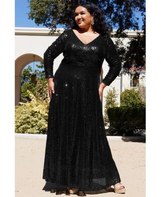 Women's Long Sleeve Sequin Formal Dress