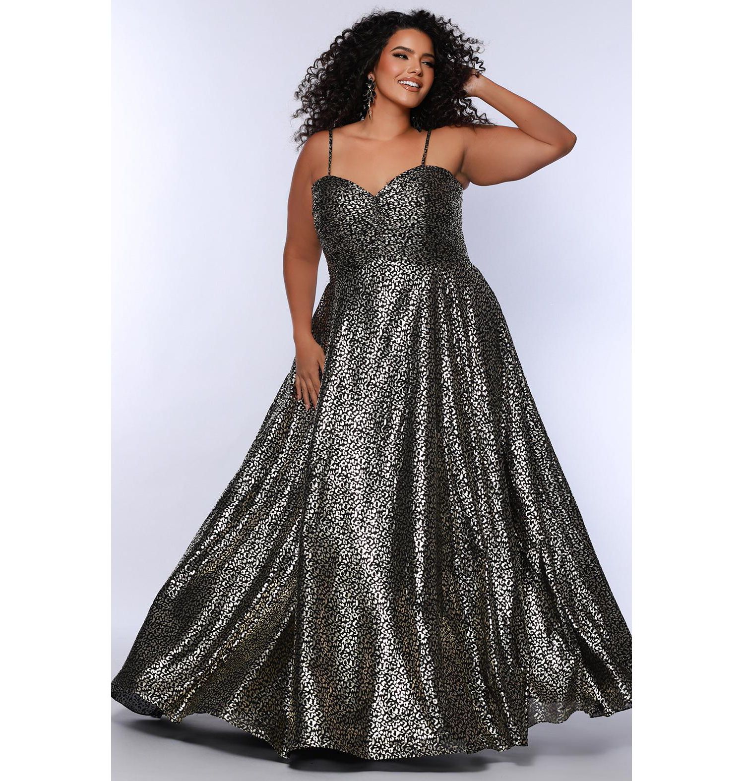 Women's Animal Print Spaghetti Strap A-Line Gown