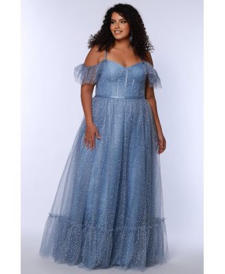 Women's V-Neckline Flutter Sleeve Slim A-line Gown