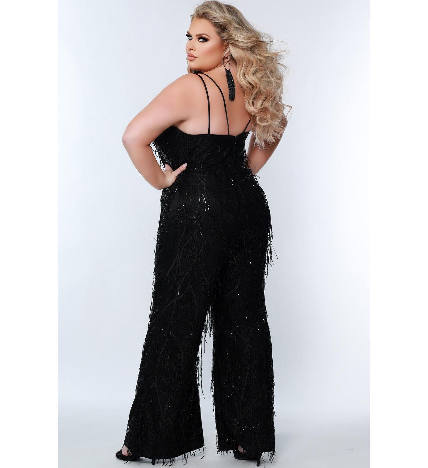 Женский комбинезон Sydney's Closet Sequin Jumpsuit with Fringe, цвет: Raven — фото 2
