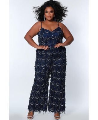 Women's Spaghetti Strap Sequin fringe Jumpsuit