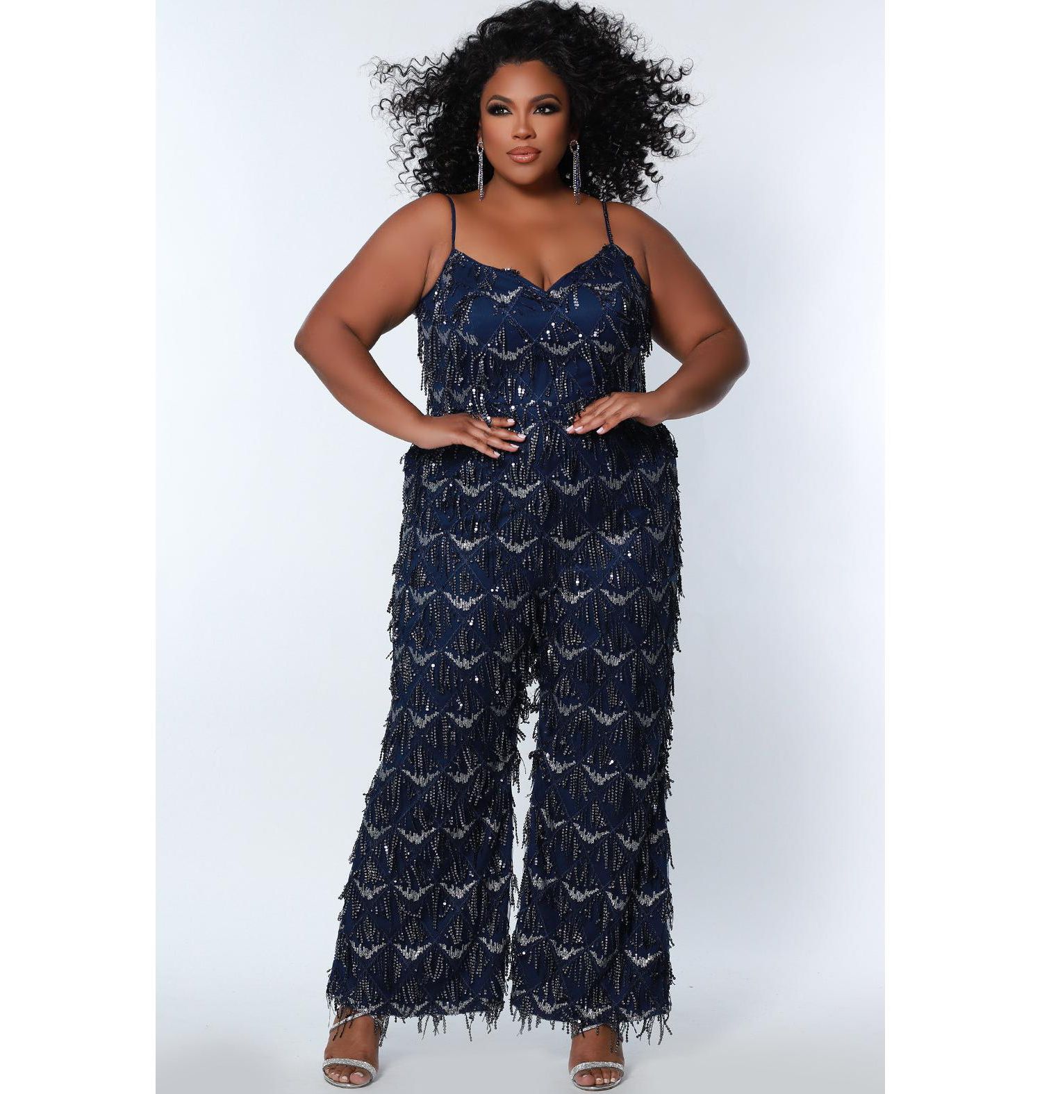 Women's Spaghetti Strap Sequin fringe Jumpsuit