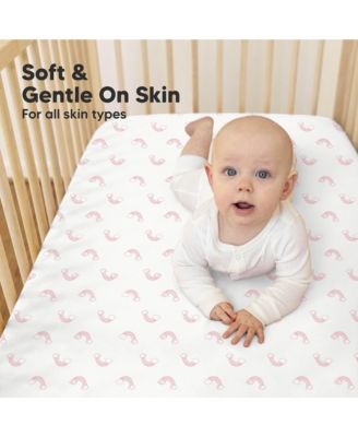 2pk Soothe Fitted Crib Sheets Neutral, Baby Crib Sheets, Fits Standard Nursery Baby Mattress