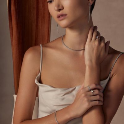 Sterling Silver 18k Gold Plated Cherie Tennis Necklace Holiday Gift Idea