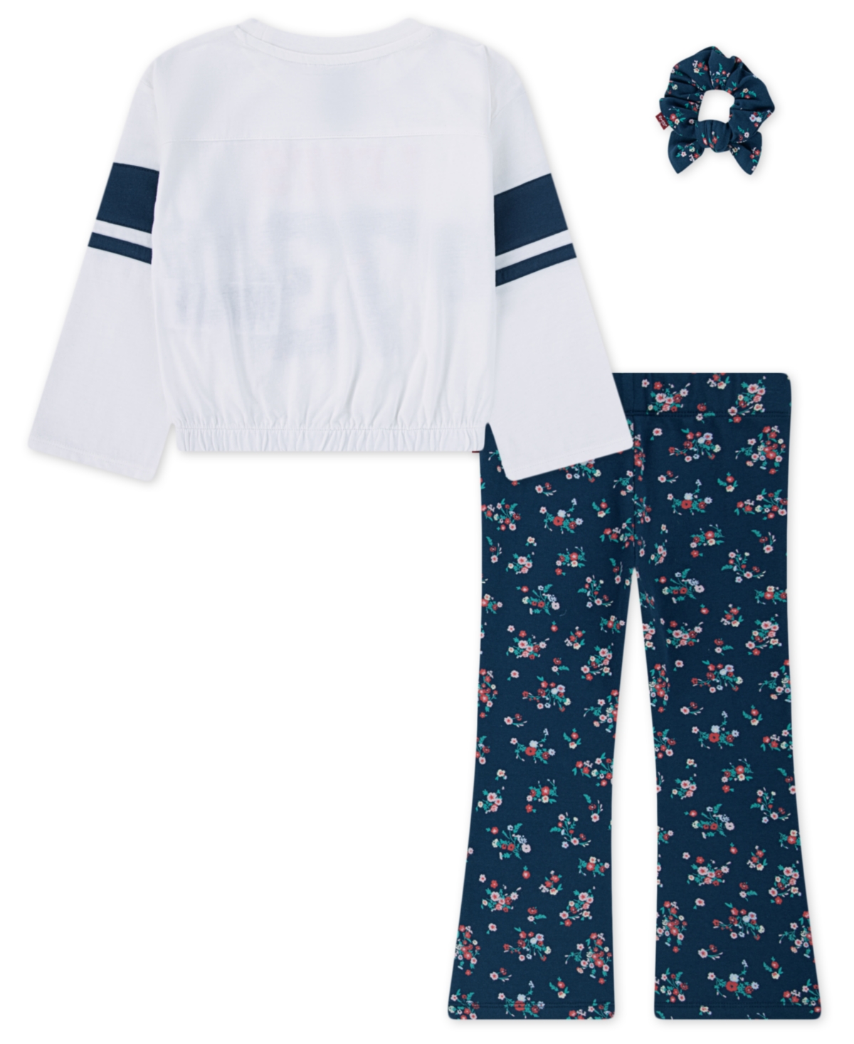 Levi's Toddler Girls 3-piece Cinched Top, Flared Leggings And Scrunchie Set In White
