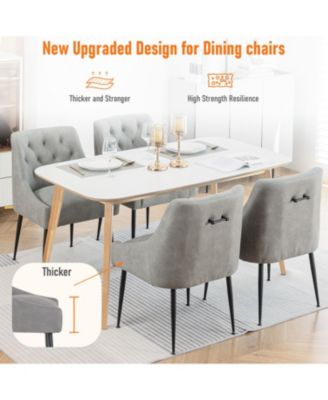 Modern Upholstered Dining Chairs Set of 2, Mid Century Kitchen Side Chairs with 5.12” Cushions and Back Pull Rod for Kitchen, Living Room