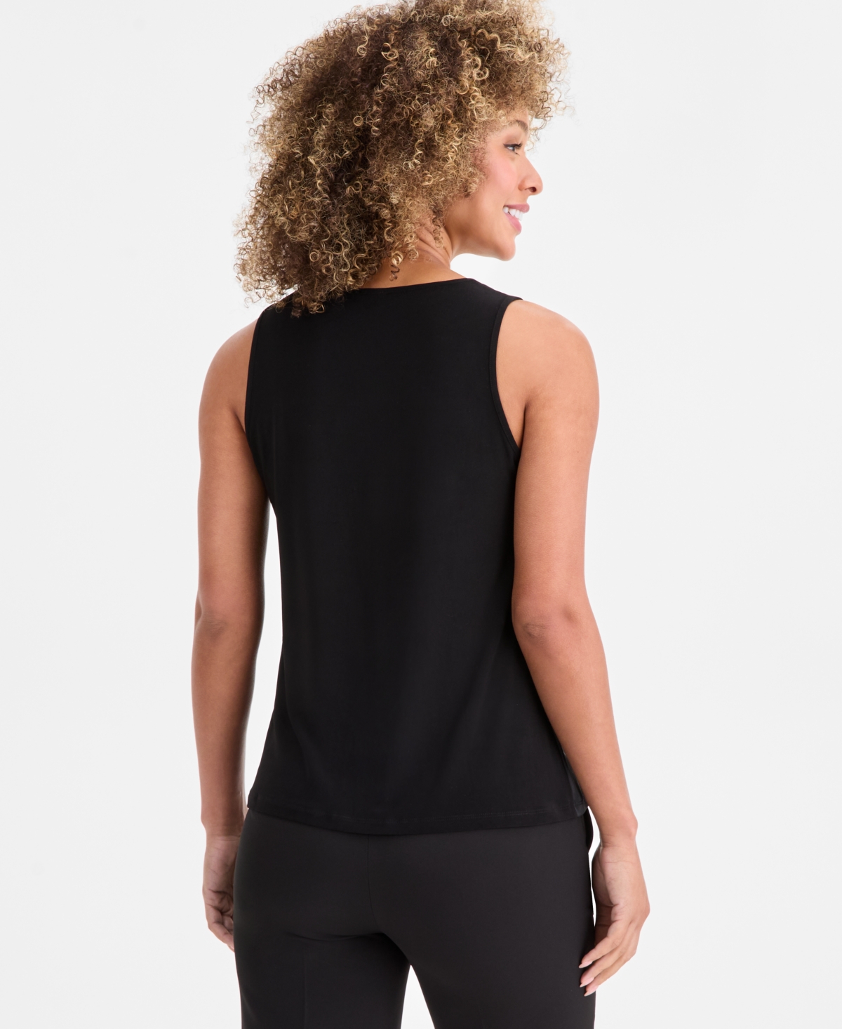 Anne Klein Women's Mixed-media Tank Top In Black