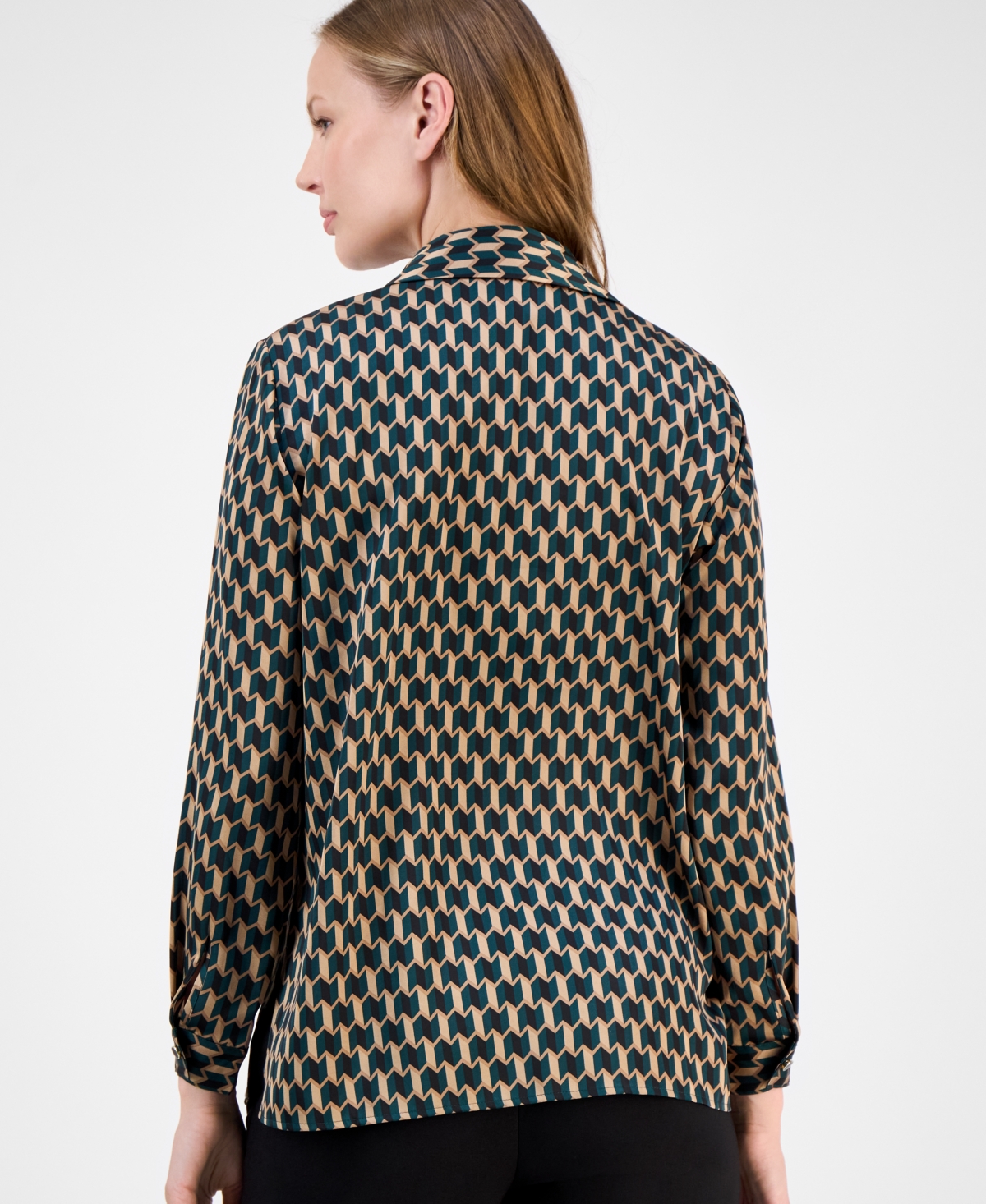 Anne Klein Button-down Collared Shirt In Brown
