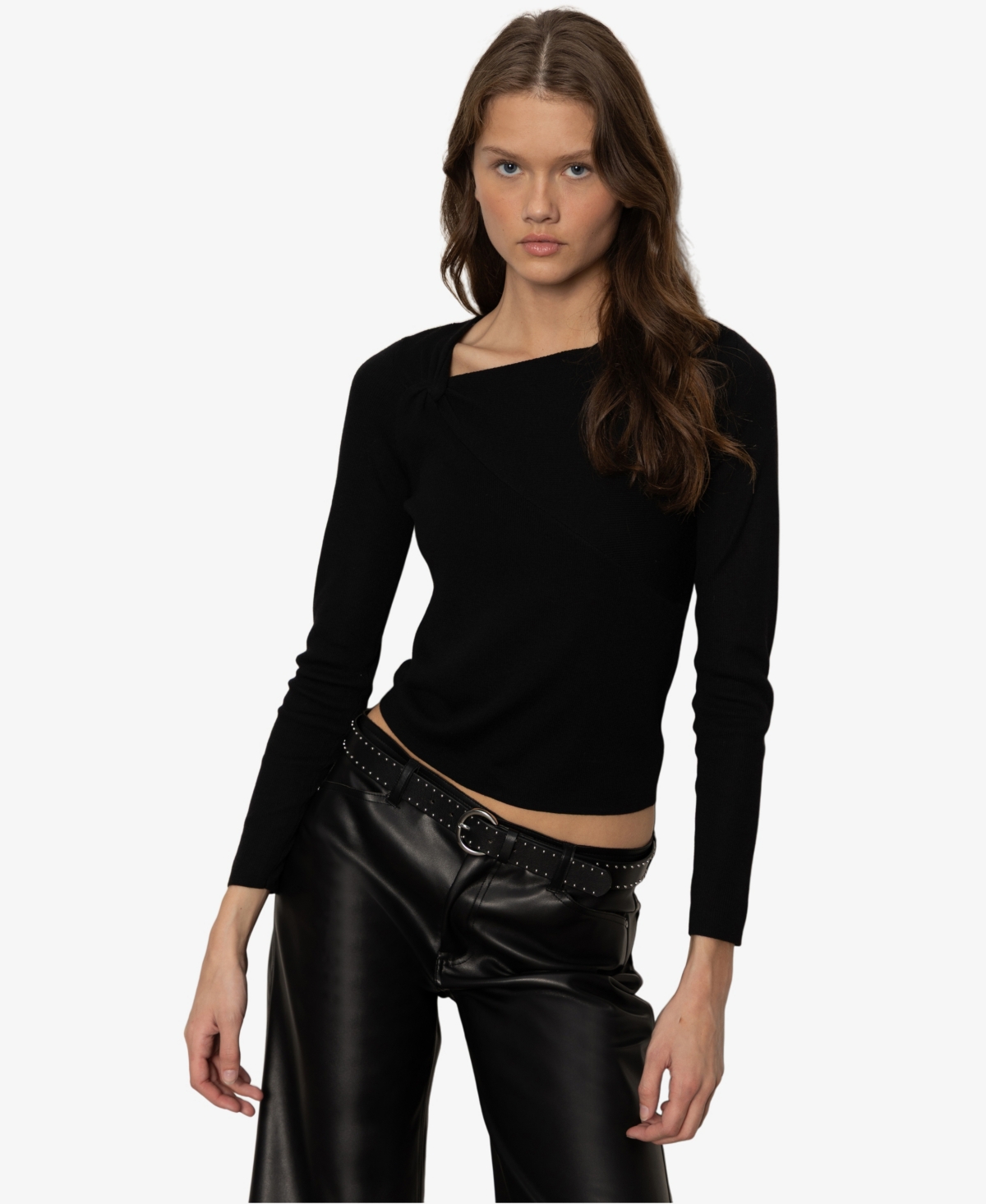 Sanctuary Twist Detail Knit Top In Black