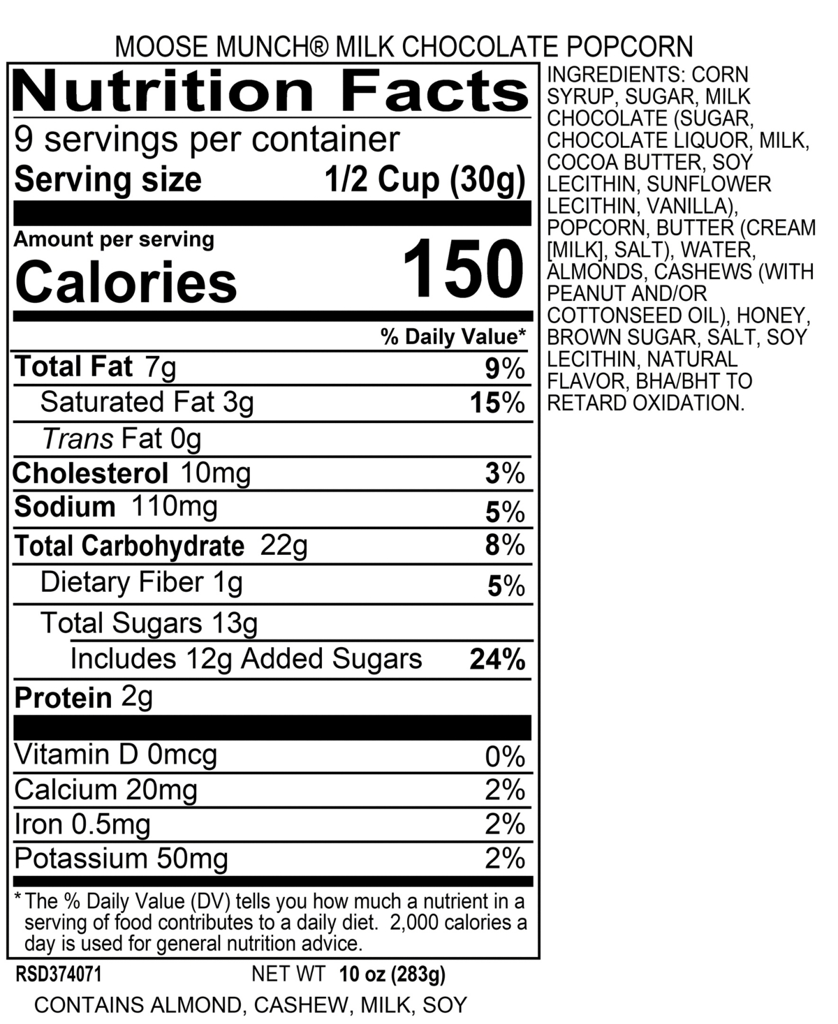 Harry & David Milk Chocolate Moose Munch Gable Box, 10-oz. In Transparent