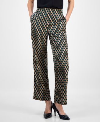 Women's Printed High Rise Wide-Leg Pull-On Pants