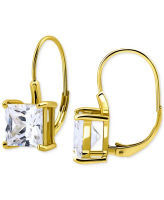 Cubic Zirconia Square Leverback Drop Earrings in 18k Gold-Plated Sterling Silver, Macy's Exclusive