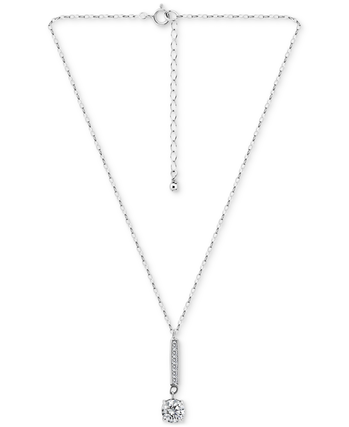 Giani Bernini Round Cubic Zirconia Bar Drop Pendant Necklace, 16" + 2" Extender, Macy's Exclusive In Silver