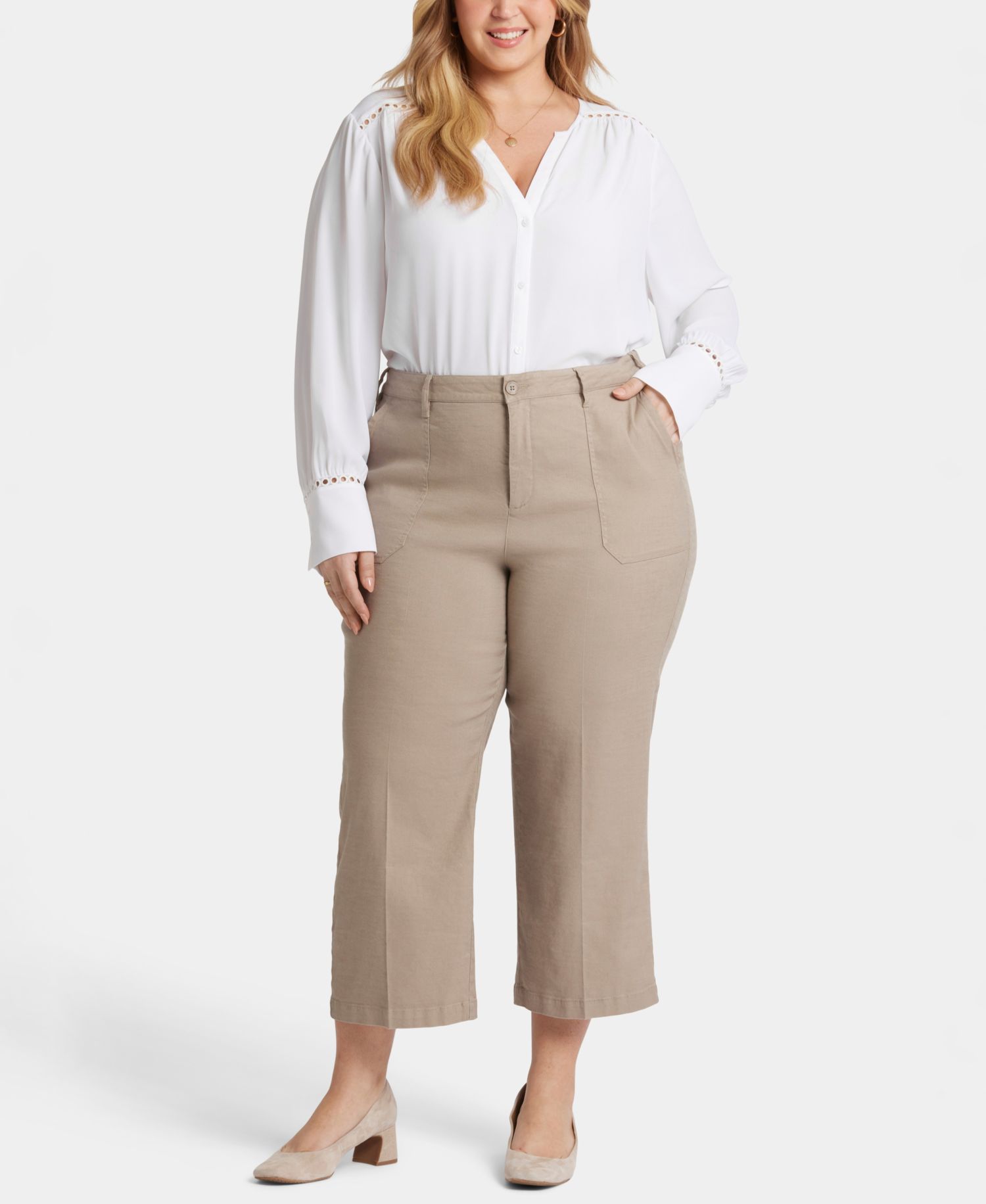 Plus Size Wide Leg Cargo Capri Pants