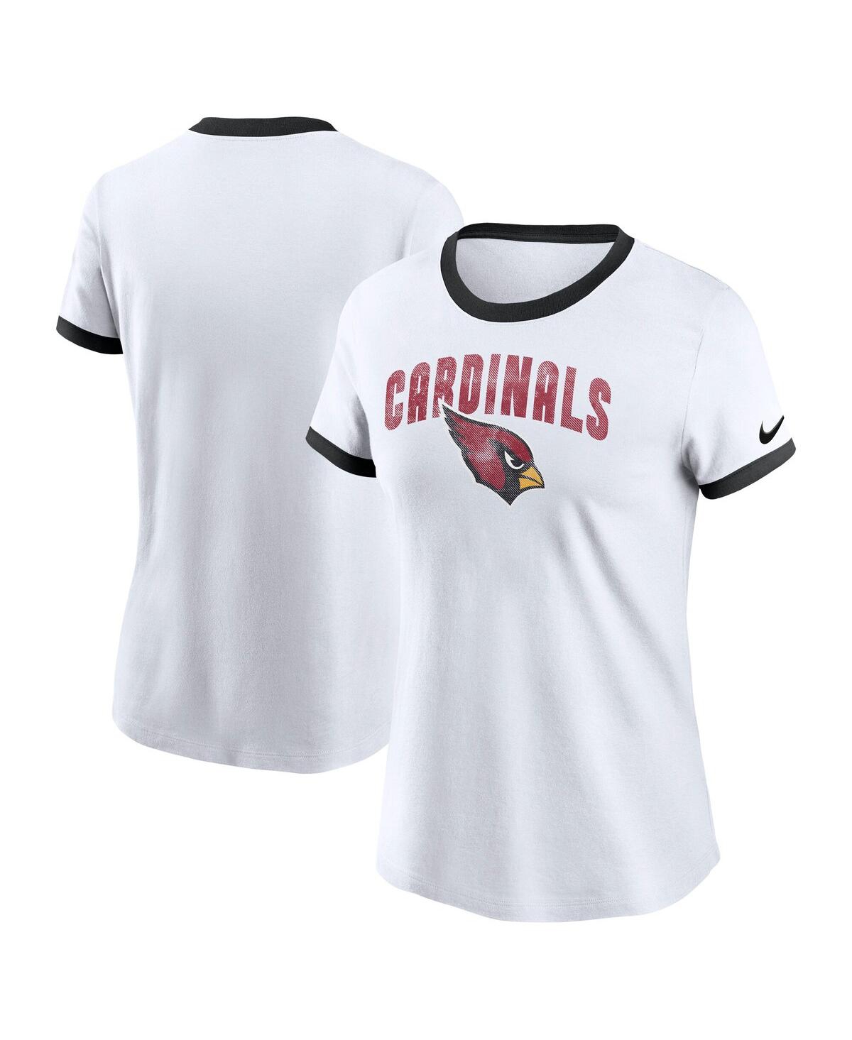 Women's White Arizona Cardinals Rewind Ringer Tri-Blend T-Shirt - White