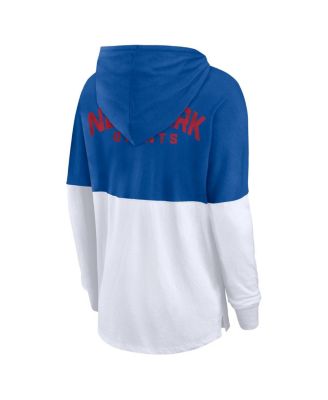 Women's Royal/White New York Giants Backup Option Long Sleeve Hoodie T-Shirt