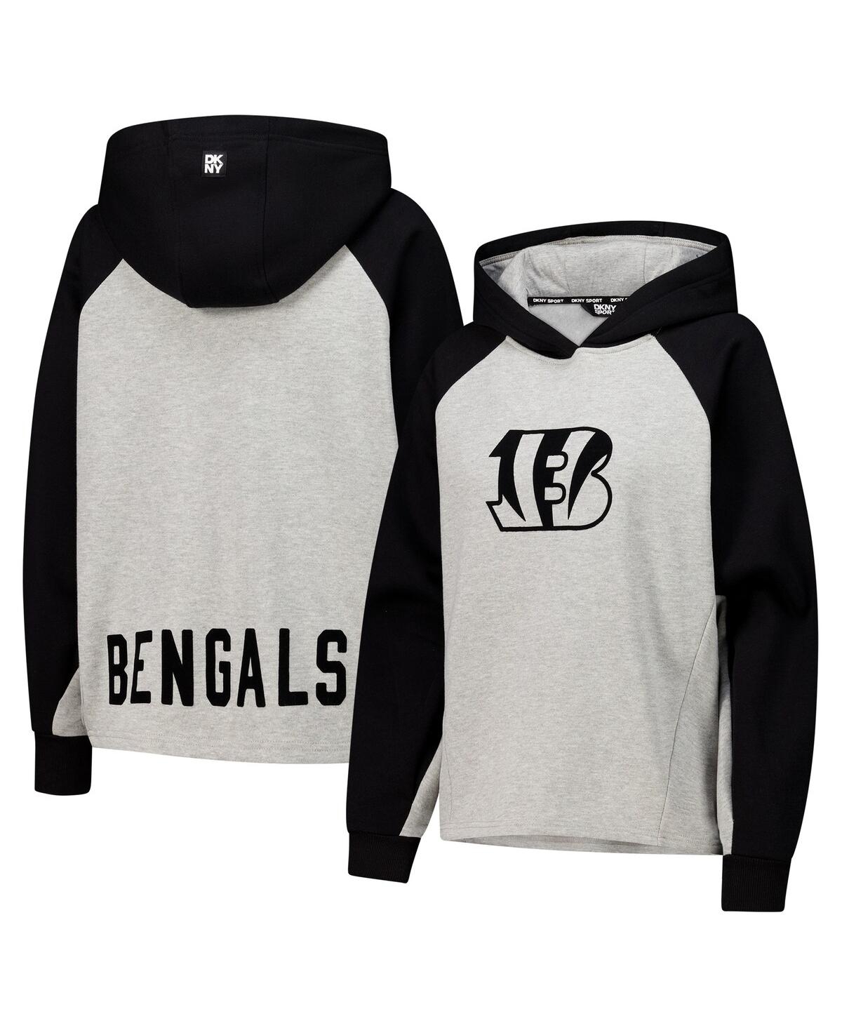 Sport Women's Gray/Black Cincinnati Bengals Joy Cropped Raglan Pullover Hoodie - Gray, Black