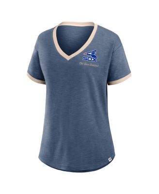 Women's Navy Chicago White Sox Binge Worthy Stadium Slub V-Neck T-Shirt