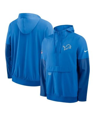 Men's Blue Detroit Lions Sideline Anorak Half-Zip Hoodie Jacket