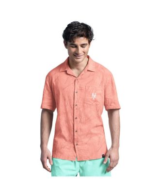 Margaritaville - Men's Coral New York Mets Linen Party Button-Up Shirt