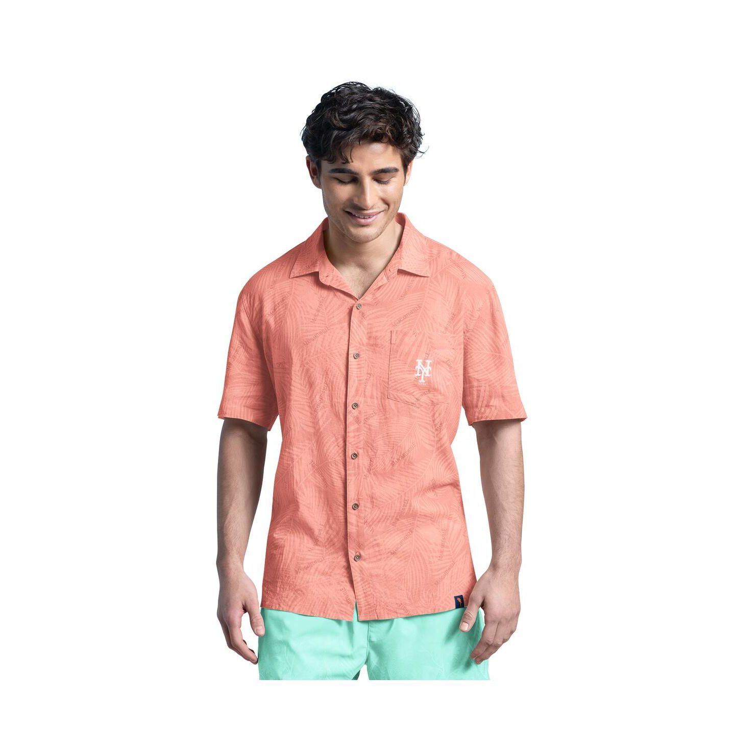 Мужская рубашка Margaritaville Coral New York Mets Linen Party Button-Up — фото 1