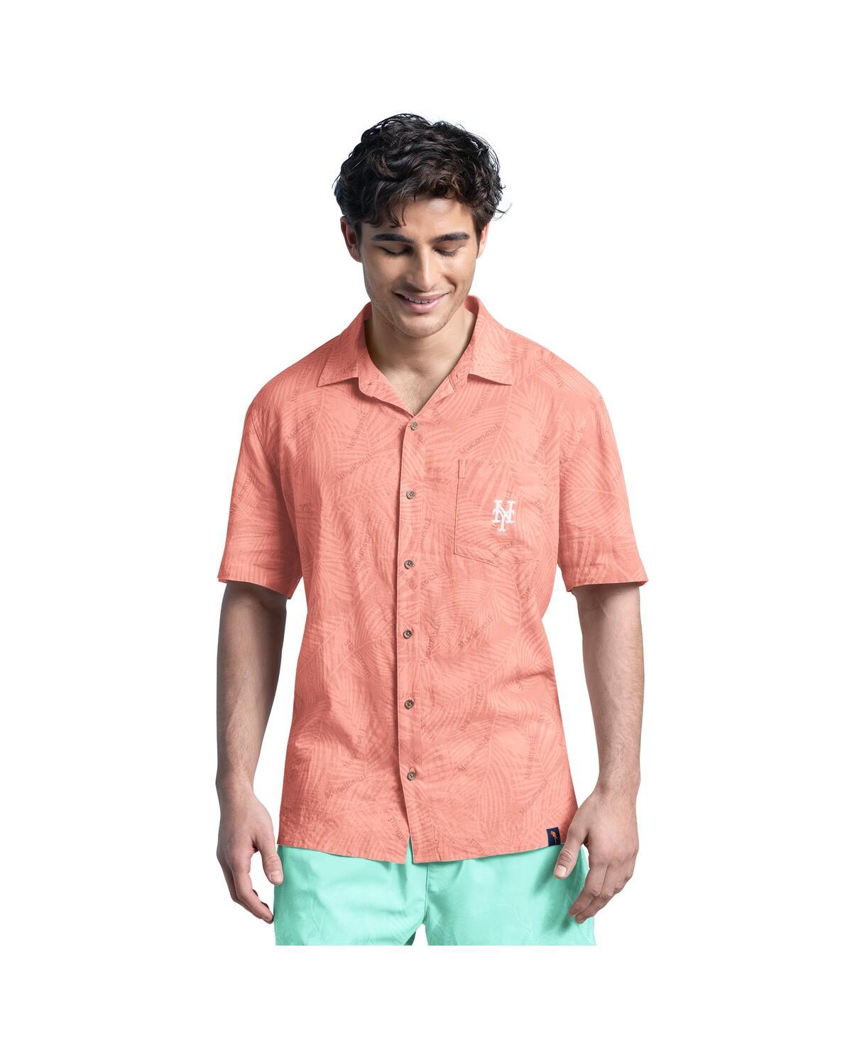 Men's Coral New York Mets Linen Party Button-Up Shirt - Coral