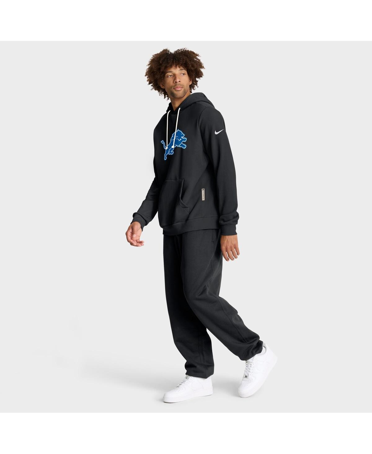 Nike Black Detroit Lions Sideline Offensive Set Play Performance Pullover Hoodie In Black
