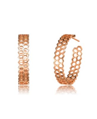 Plated Honeycomb Open Hoop Earrings