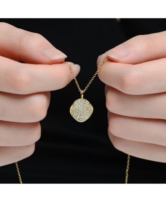 14K Gold Plated with Clear Cubic Zirconia Pendant Necklace