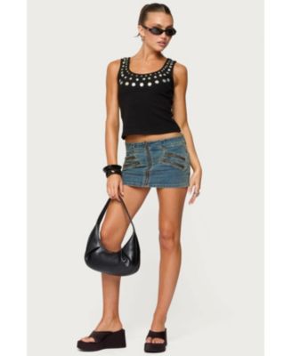 Women's Ronan Zip Up Denim Mini Skort