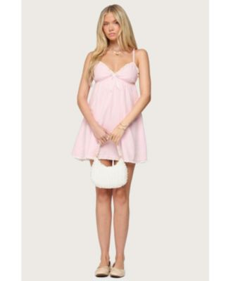 Womens Danira Pinstripe Babydoll Mini Dress