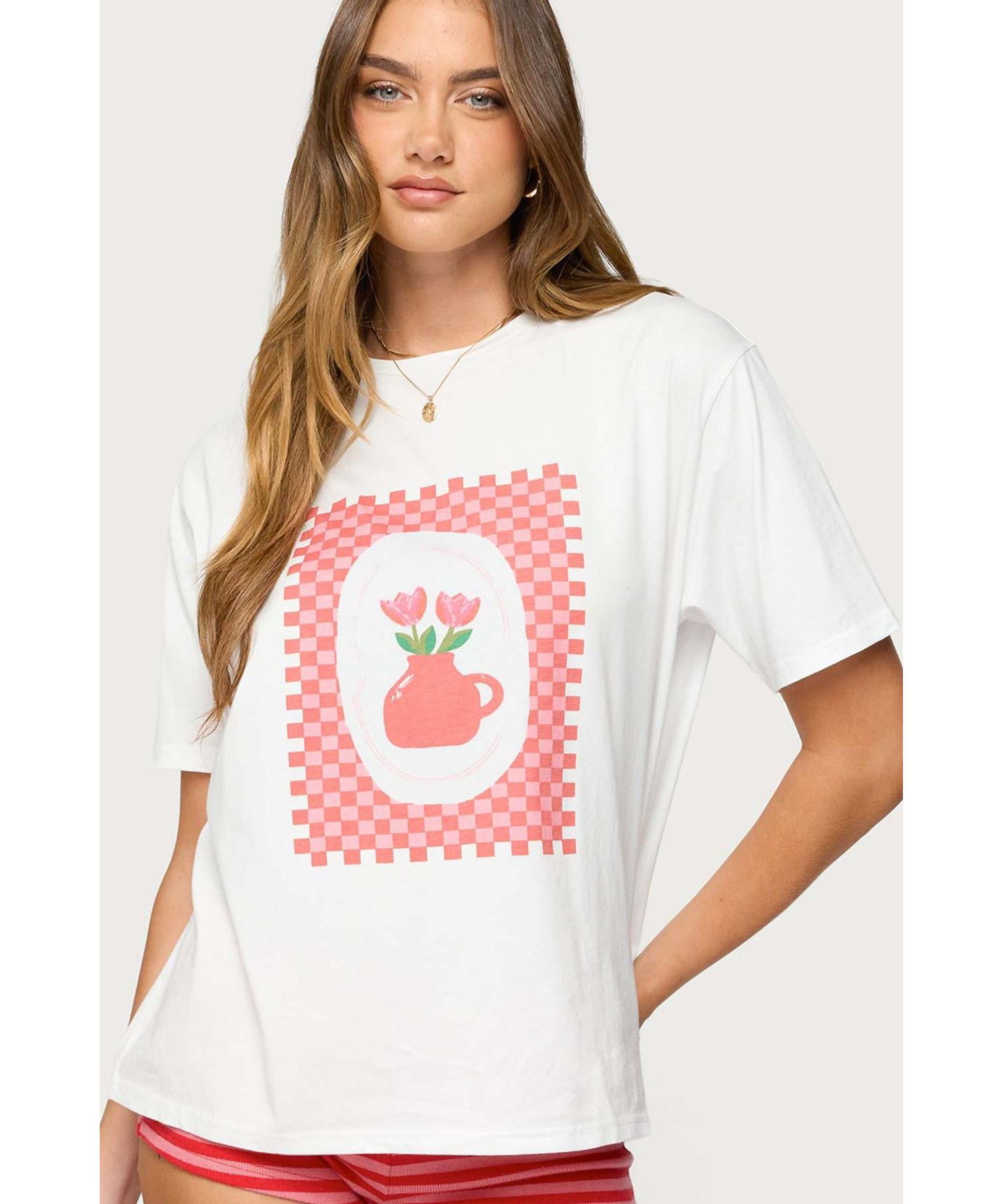 Women's Flower Vase Oversized T Shirt
