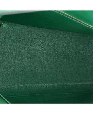 Pre-Owned Hermes Kelly 28 Handbag Green Evercolor with Gold Hardware