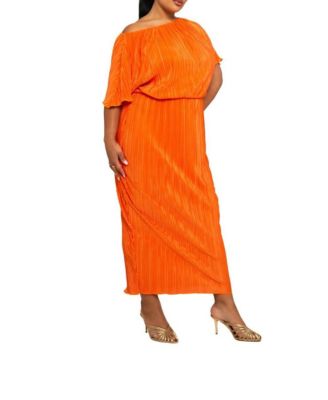 Women's Off-The-Shoulder Plisse Midaxi Dress