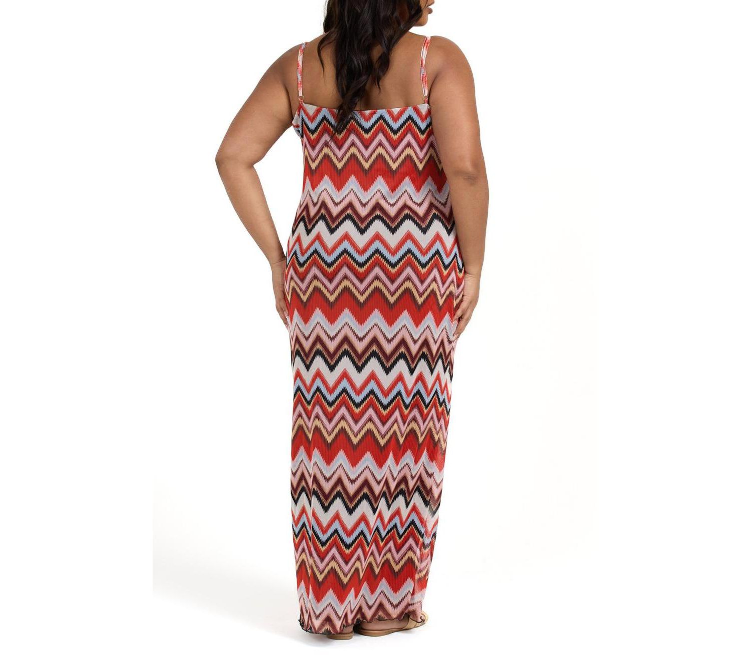 Women's Strapy Retro Print Mesh Maxi Dress