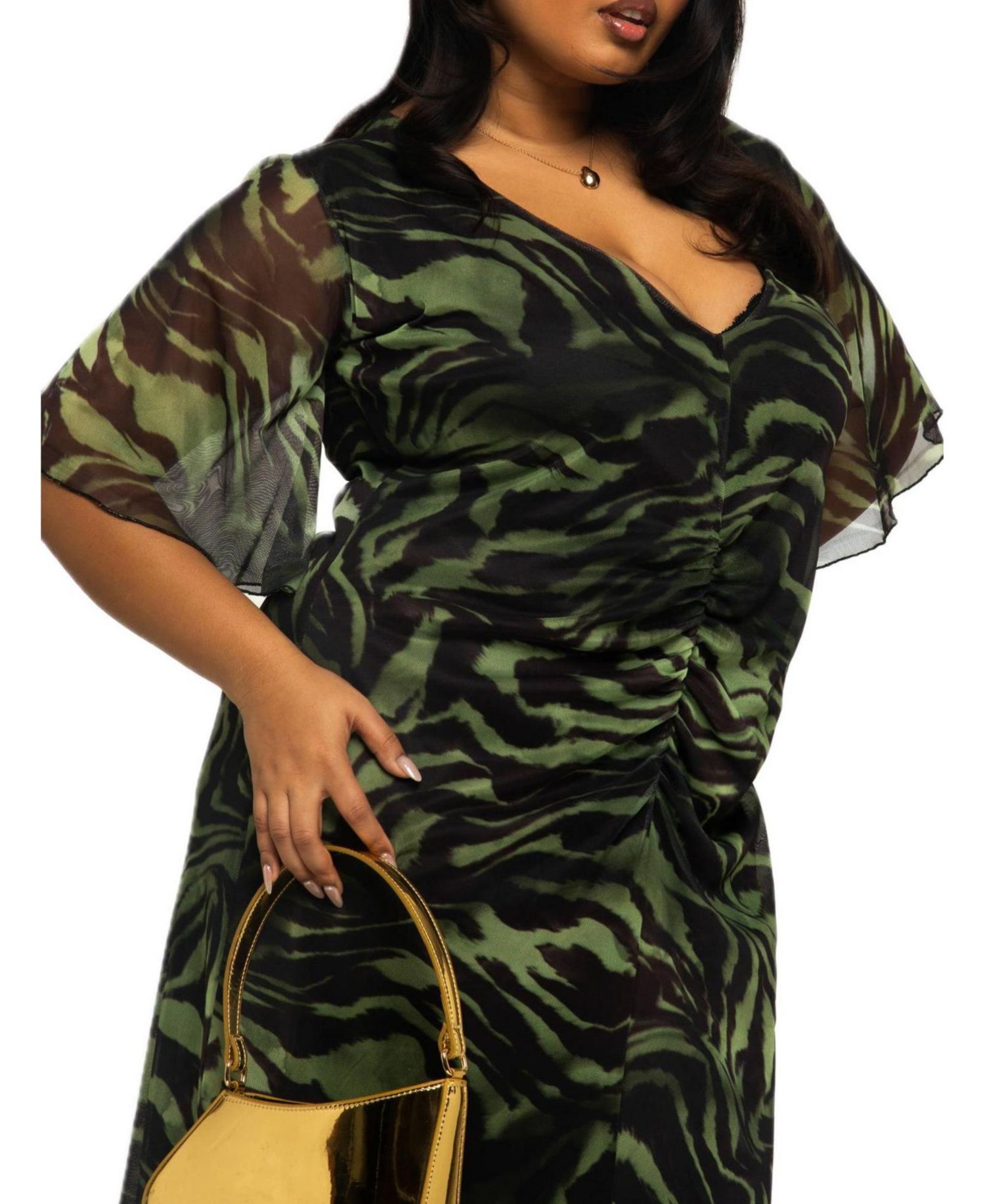 Women's Zebra Print Mesh Midi Dress