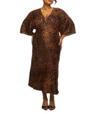 Women's Leopard Print Midi Dress
