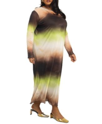 Women's Flowy Ombre Print Midi Dress