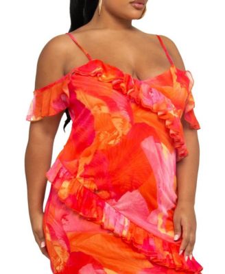 Women's Floral Print Mesh Midi Dress