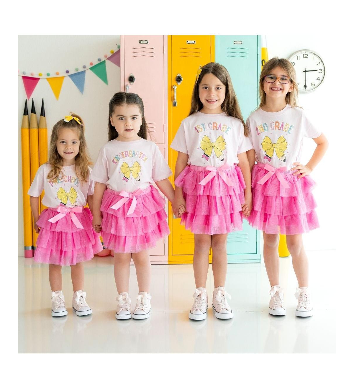 Sweet Wink Little and Big Girls Preschool Pencil Bow Short Sleeve T-Shirt