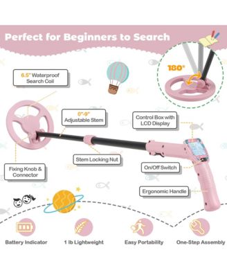 24.5''-33.5'' Metal Detector for Kids with LCD Display IP68 Waterproof