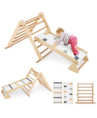 3-in-1 Pikler Triangle Climbing Set Kids Montessori Climbing Toys Wooden Climber