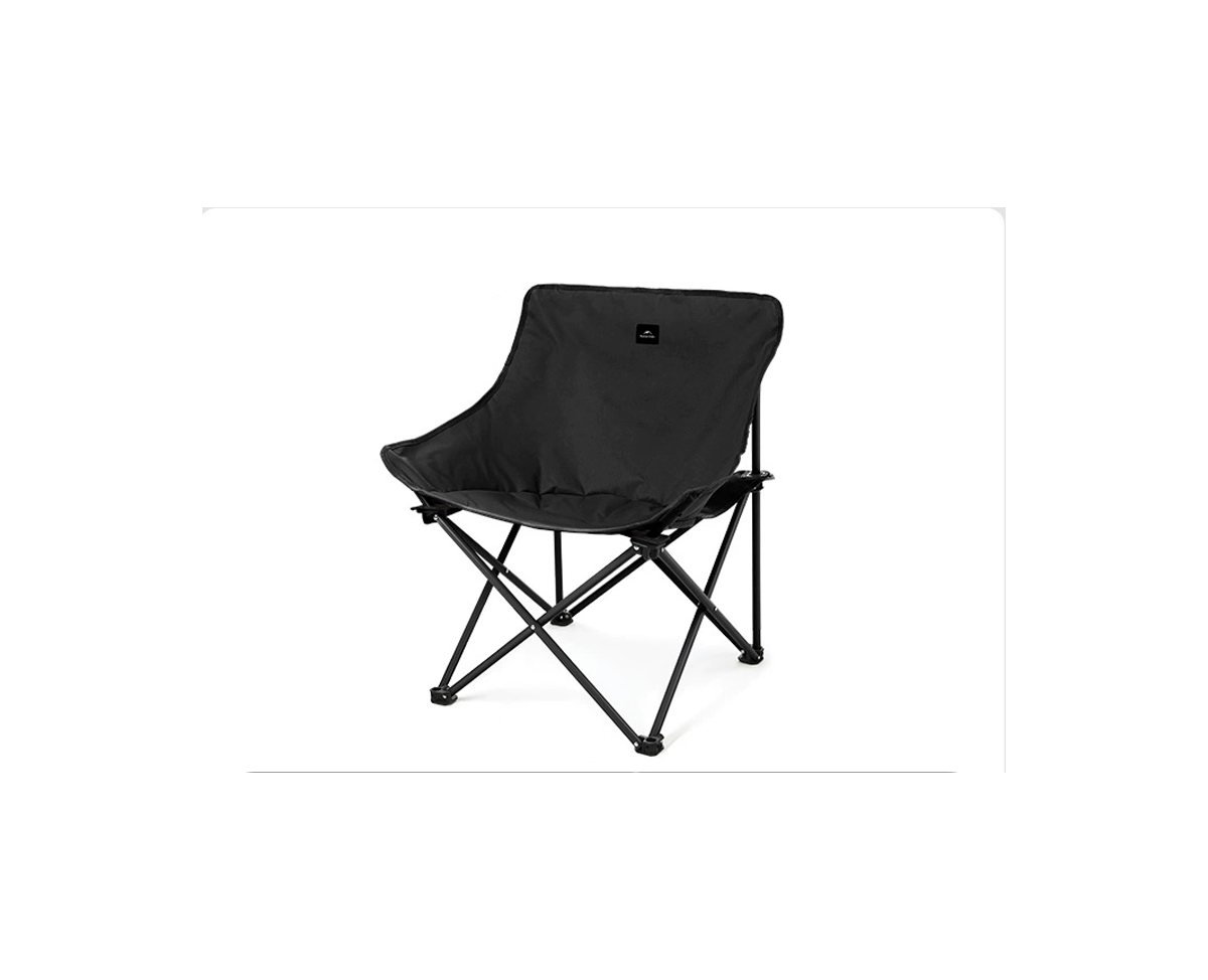 Foldable Camping Chair Can bear 110 kg Fishing Chair Portable folding chair With armrest and two pockets - Black-l