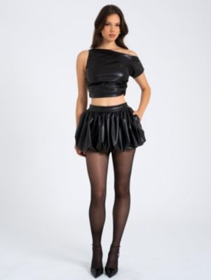 Women's Yuna Faux Leather Bubble Hem Skirt