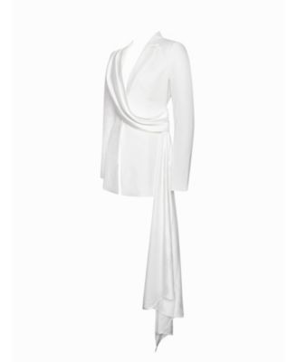Women Vandra White Draping Blazer Jacket