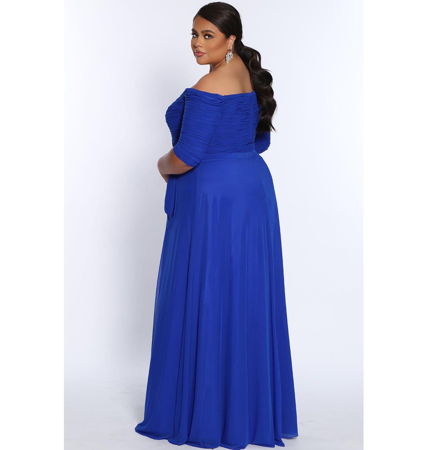 Women's Off-the-Shoulder Formal Gown with Sleeves