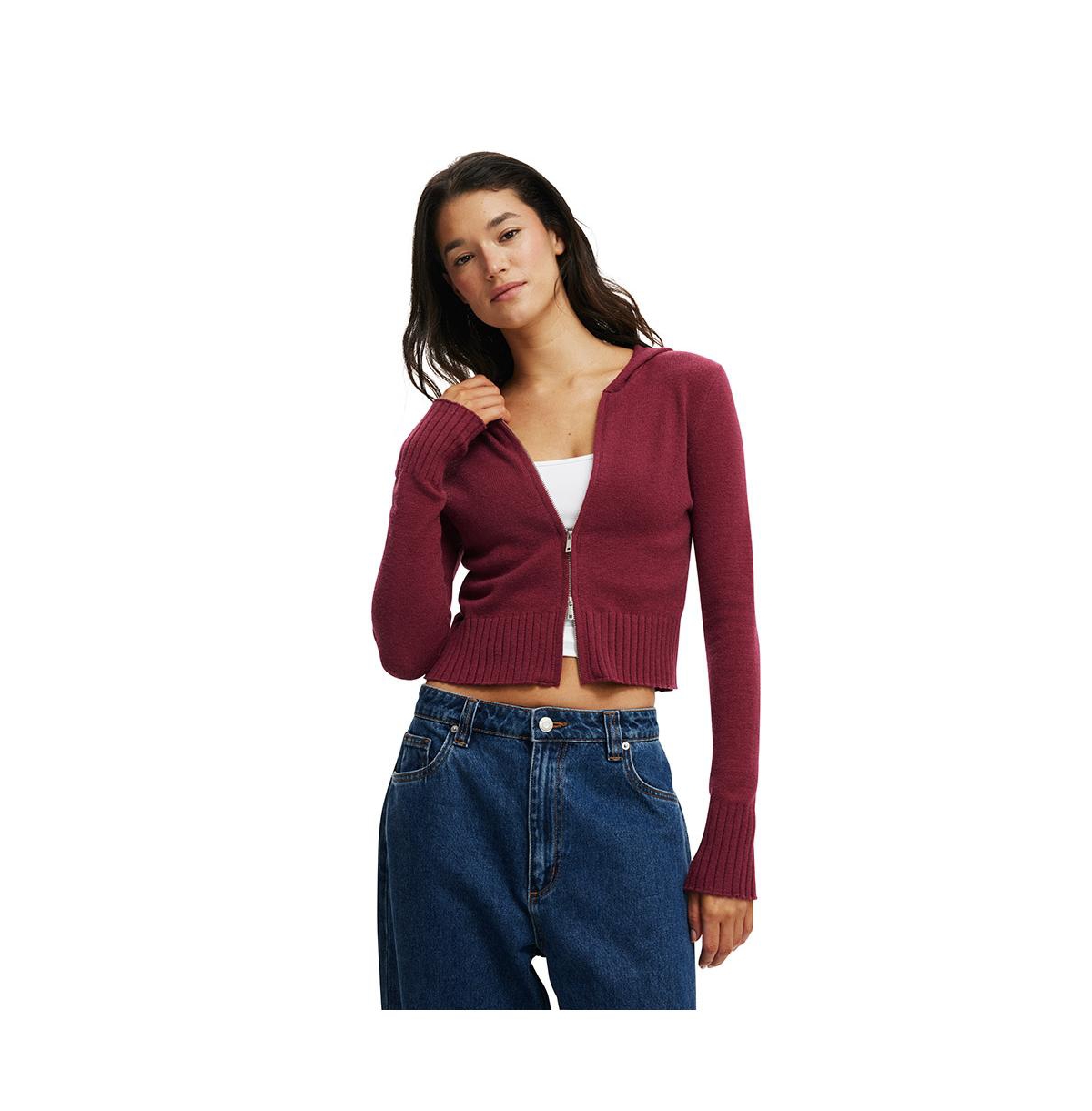 Women's Everfine Double Zip Up Hoodie - Rich plum