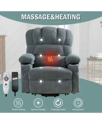Electric Massage Lift Chair w/ Heat & USB - BLUE