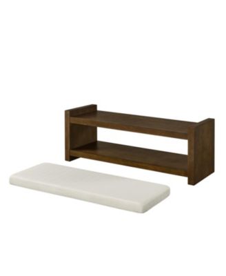 47" Beige Bench with Shoe Rack & Removable Cushion